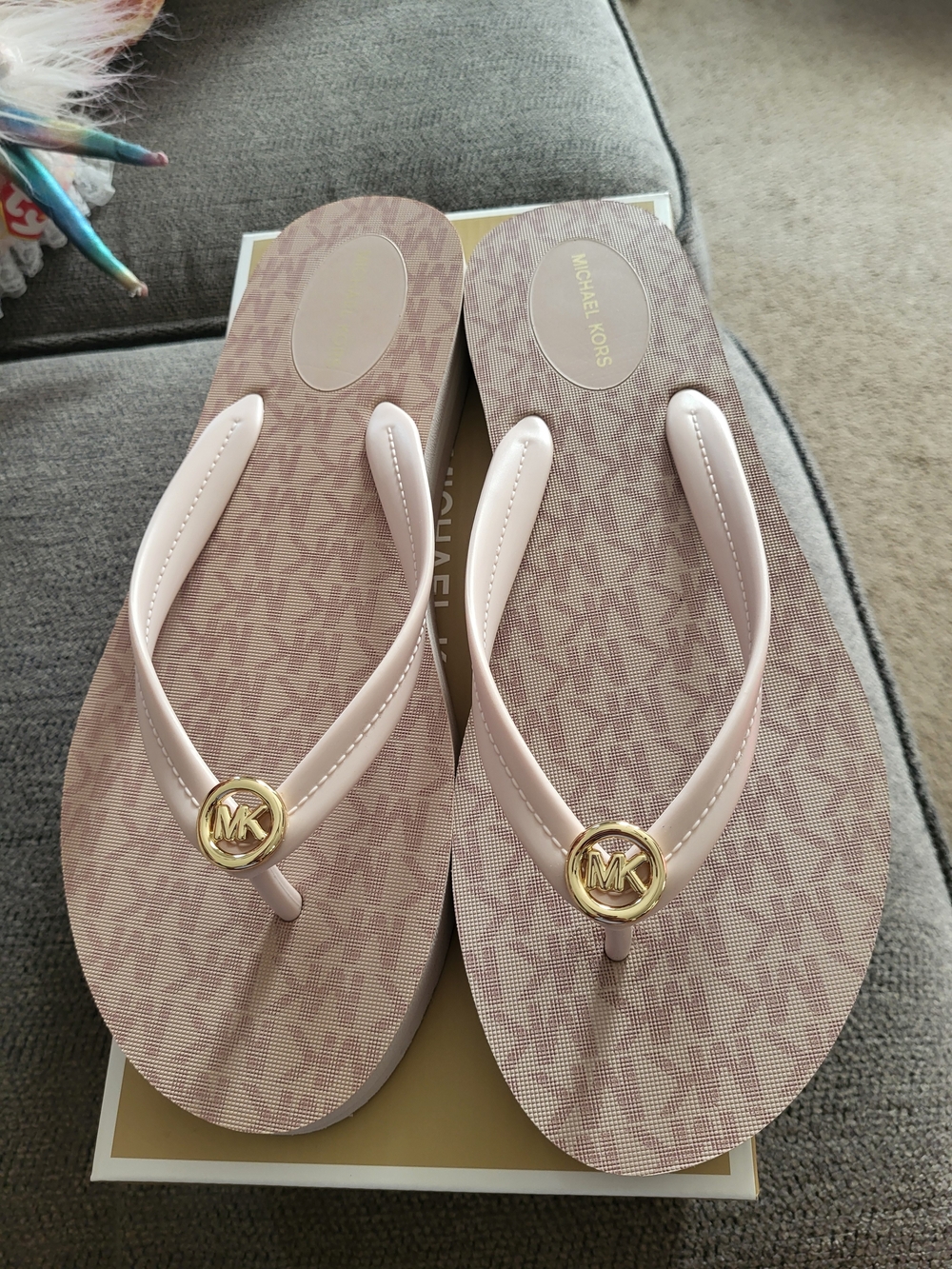 Michael Kors Posie Pink Logo Flip Flop Sandals